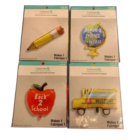 Celebrate It Educational Foil Balloon Set of 4- Red, Yellow, Blue - Picture 1 of 1
